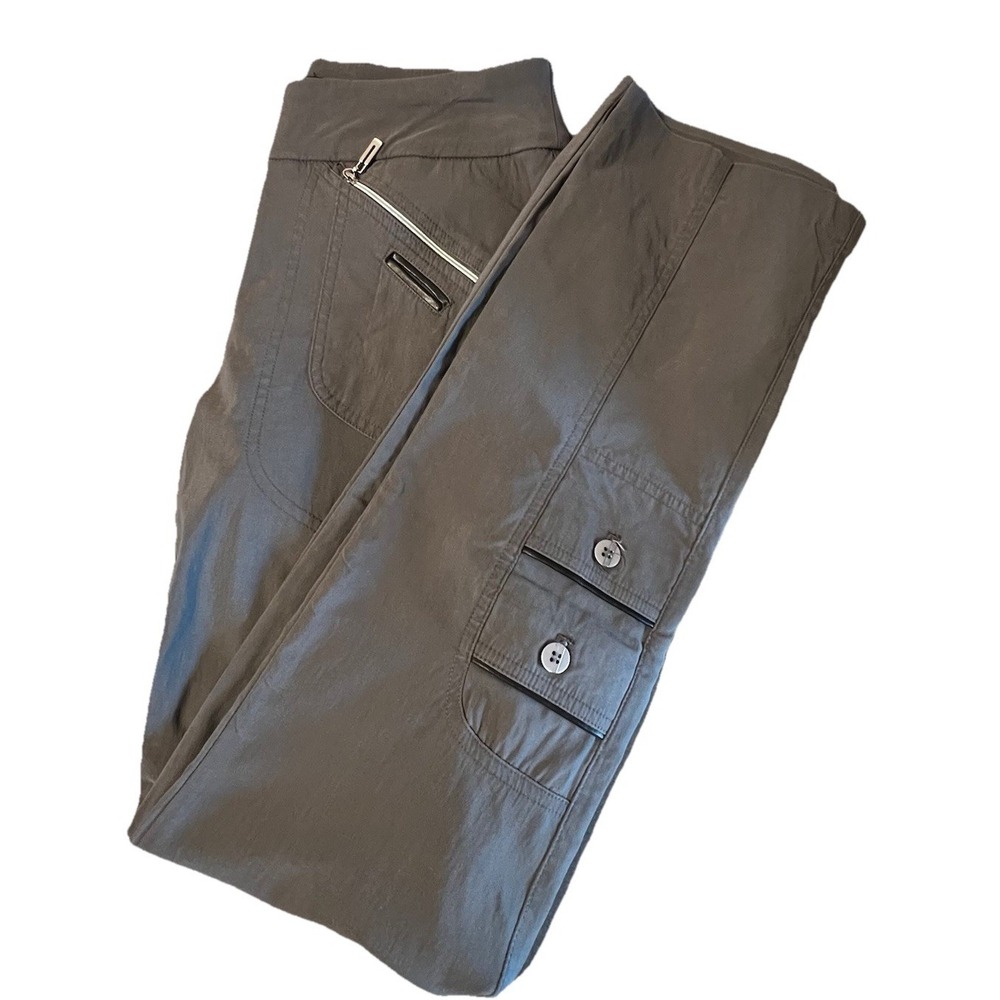 Jamie Sadock Women's Gray Golf Pants Size 6 Stretch Zip Pocket Button Leg